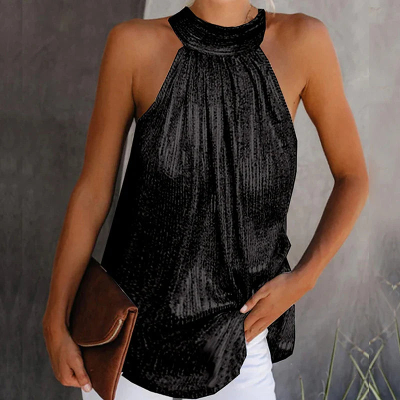 Camiseta sin mangas con cuello halter