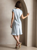 Pura Seda Elegante Cap Sleeve Vestido