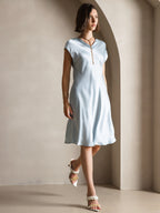 Pura Seda Elegante Cap Sleeve Vestido
