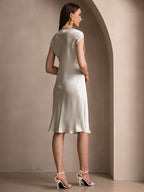 Pura Seda Elegante Cap Sleeve Vestido