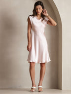 Pura Seda Elegante Cap Sleeve Vestido
