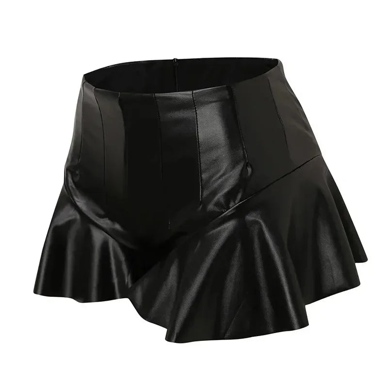 Shorts Ruffle Leather