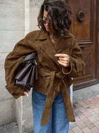 Chaqueta retro de ante marrón