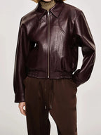 Chaqueta de cuero vintage con cremallera