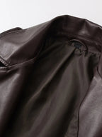Chaqueta motera vintage de cuero con cinturón