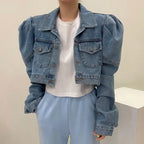 Chaqueta vaquera vintage con mangas abullonadas