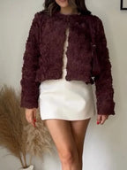 Chaqueta con cuello redondo y textura