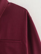 Chaqueta de lona con cremallera en color burdeos