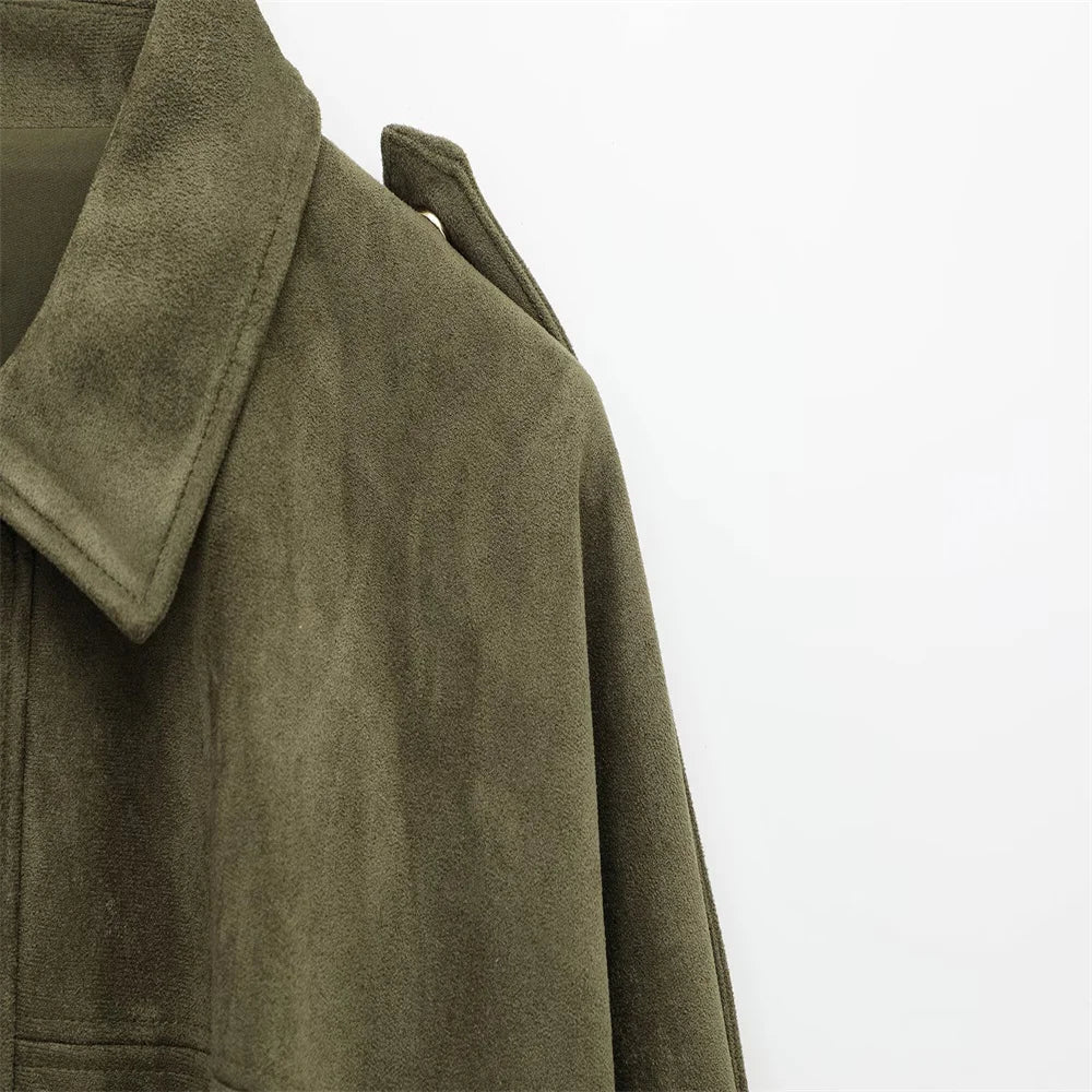 Chaqueta de ante sintético para mujer