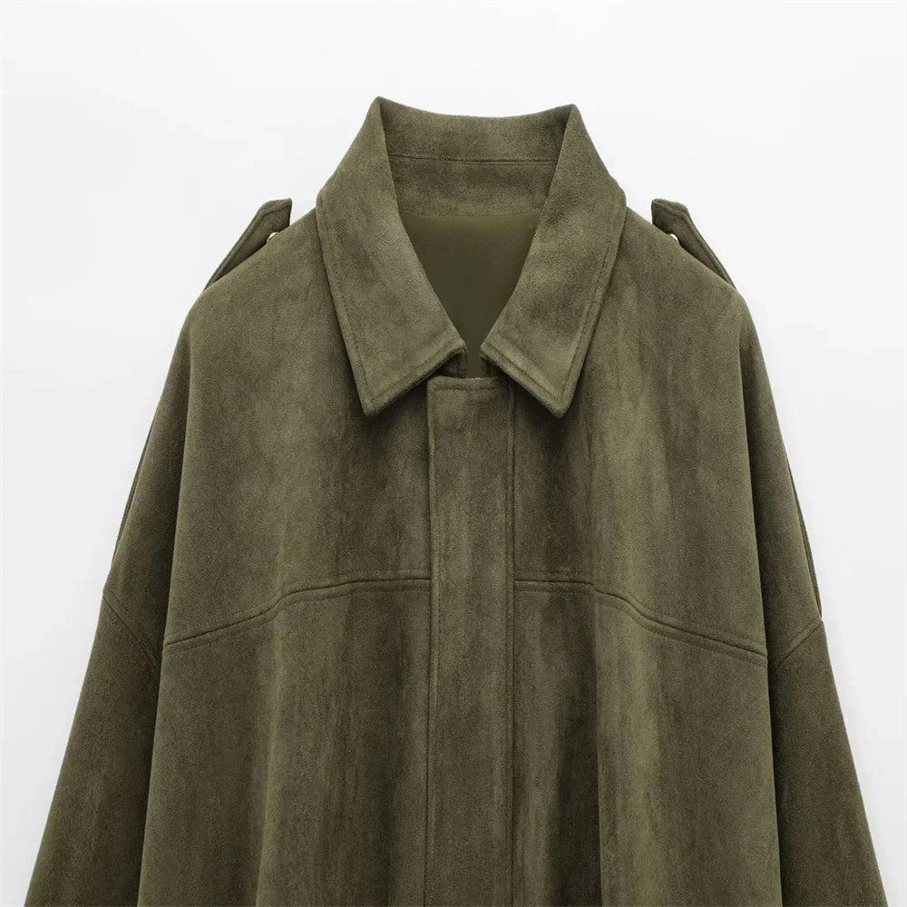 Chaqueta de ante sintético para mujer