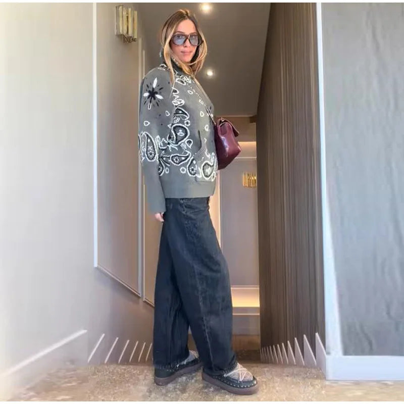 Cárdigan con cremallera y estampado jacquard