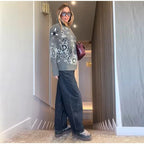 Cárdigan con cremallera y estampado jacquard