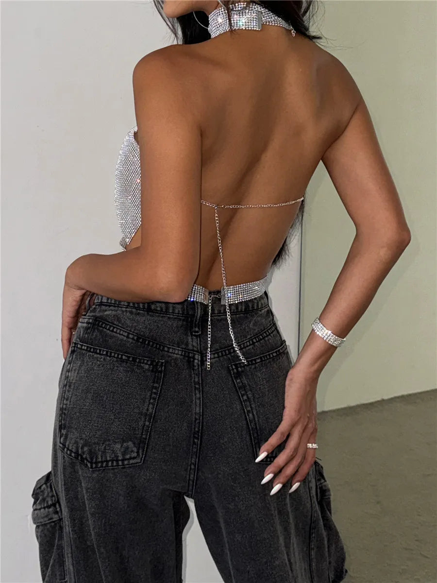 María - Top metálico con pedrería