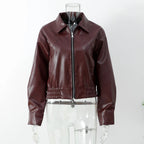 Chaqueta de cuero vintage con cremallera