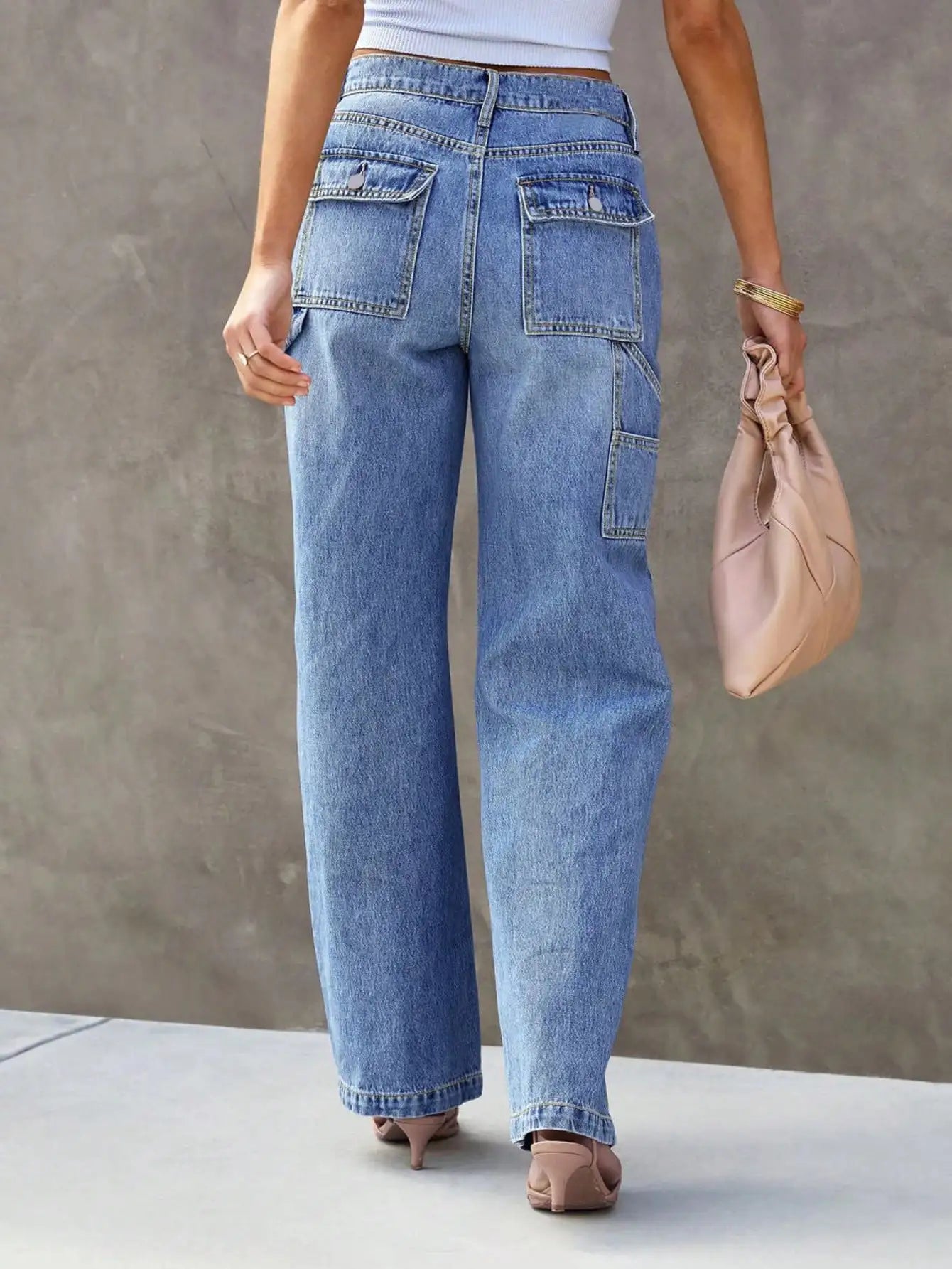 Vaqueros Wide-Leg Straight Denim