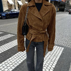 Chaqueta retro de ante marrón