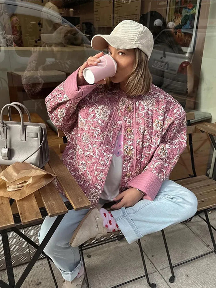 Chaqueta acolchada con estampado floral de Urraca