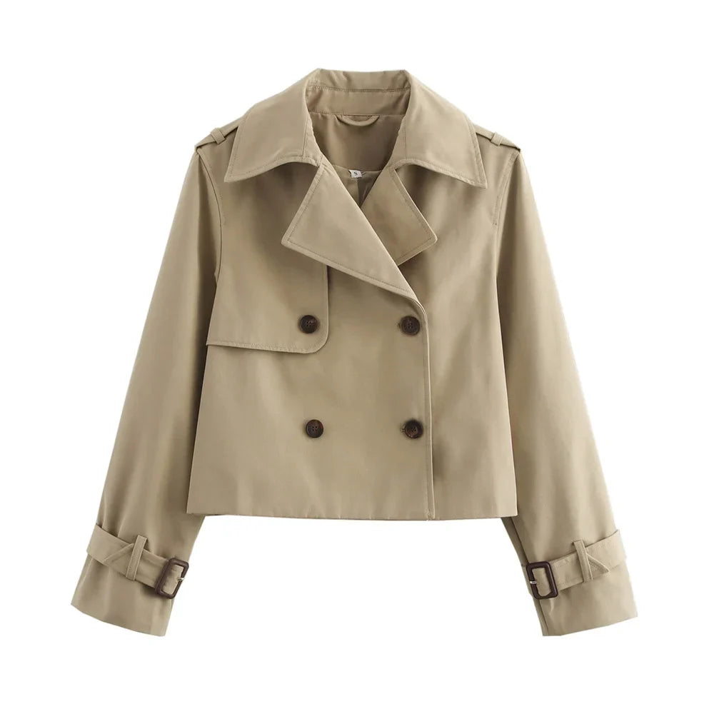 Chaqueta corta vintage de doble botonadura