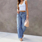 Vaqueros Wide-Leg Straight Denim