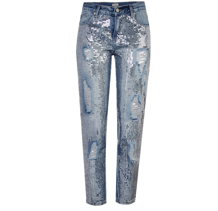 Vaqueros Sequin Ripped