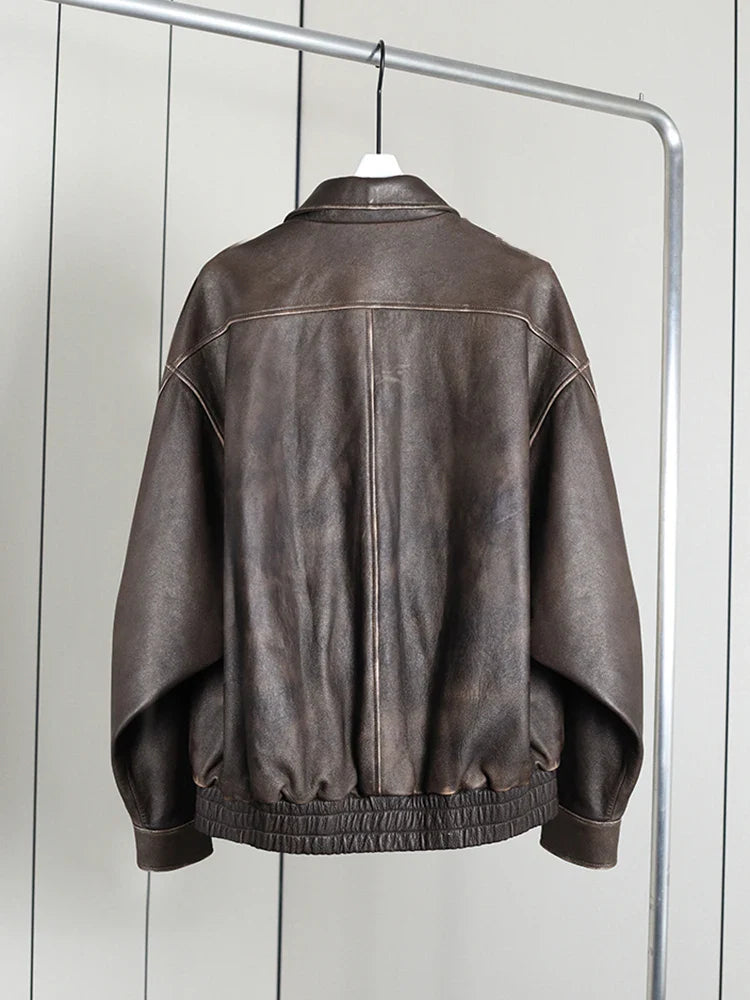 Chaqueta oversize de estilo retro desgastada