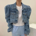 Chaqueta vaquera vintage con mangas abullonadas