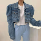 Chaqueta vaquera vintage con mangas abullonadas