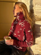 Cárdigan con cremallera y estampado jacquard