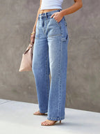 Vaqueros Wide-Leg Straight Denim