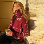 Cárdigan con cremallera y estampado jacquard