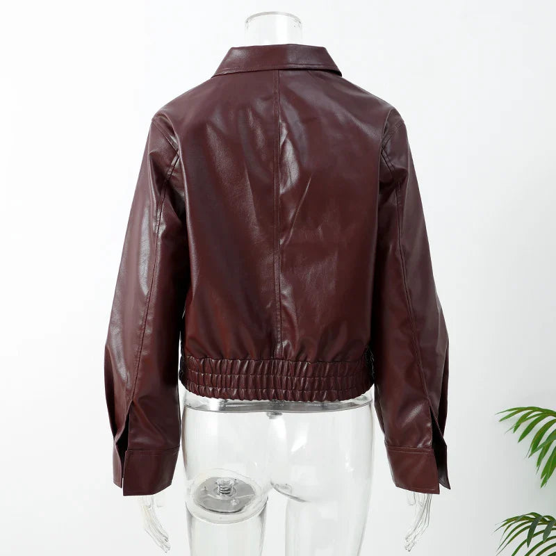 Chaqueta de cuero vintage con cremallera
