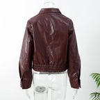 Chaqueta de cuero vintage con cremallera