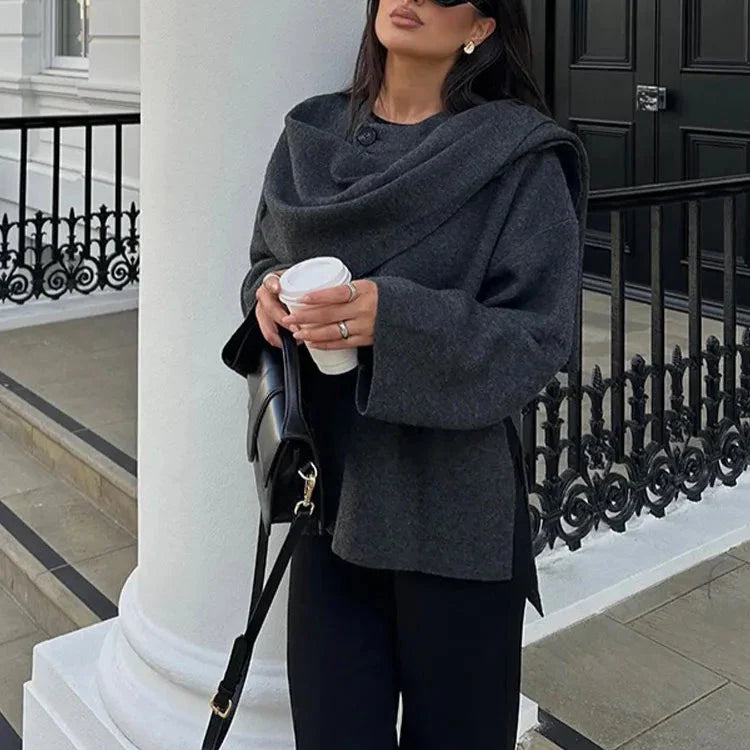 Chaqueta con cuello tipo bufanda