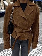 Chaqueta retro de ante marrón