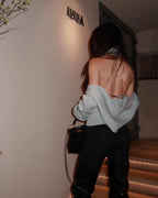 Chaleco de punto con cuello alto y espalda descubierta