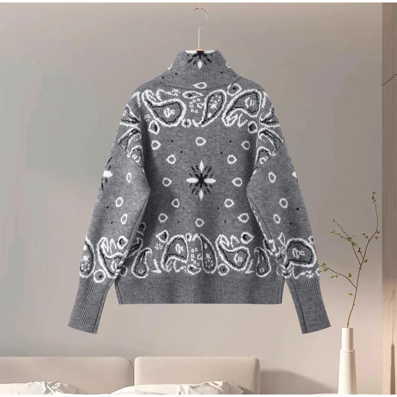 Cárdigan con cremallera y estampado jacquard