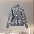 Cárdigan con cremallera y estampado jacquard