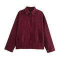 Chaqueta de lona con cremallera en color burdeos