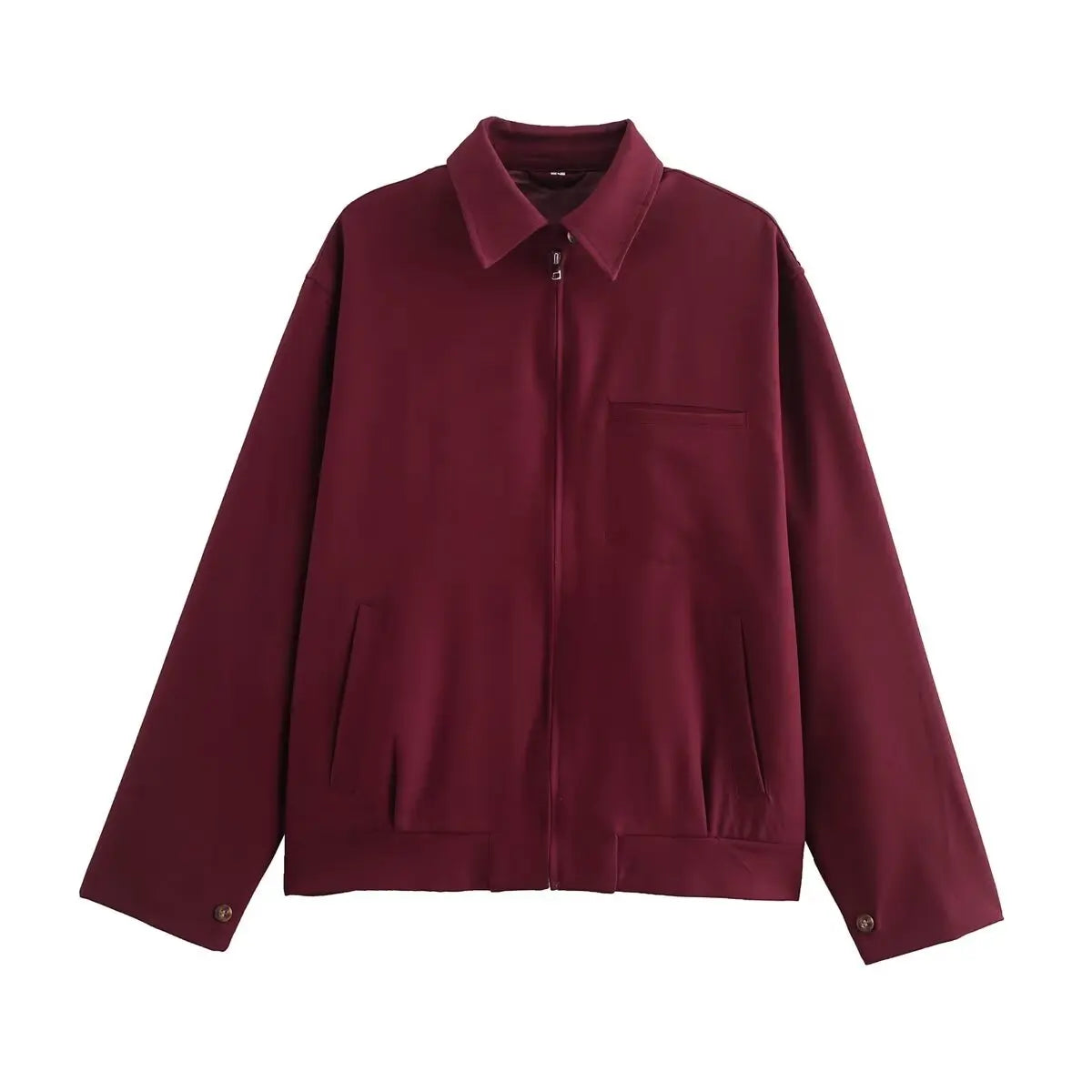 Chaqueta de lona con cremallera en color burdeos