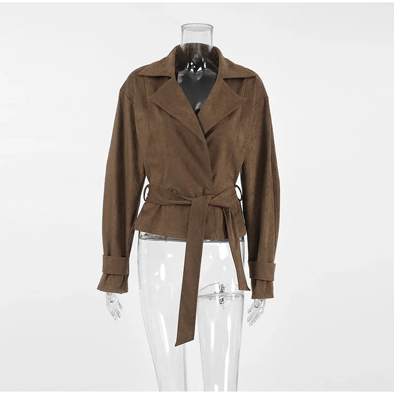 Chaqueta retro de ante marrón