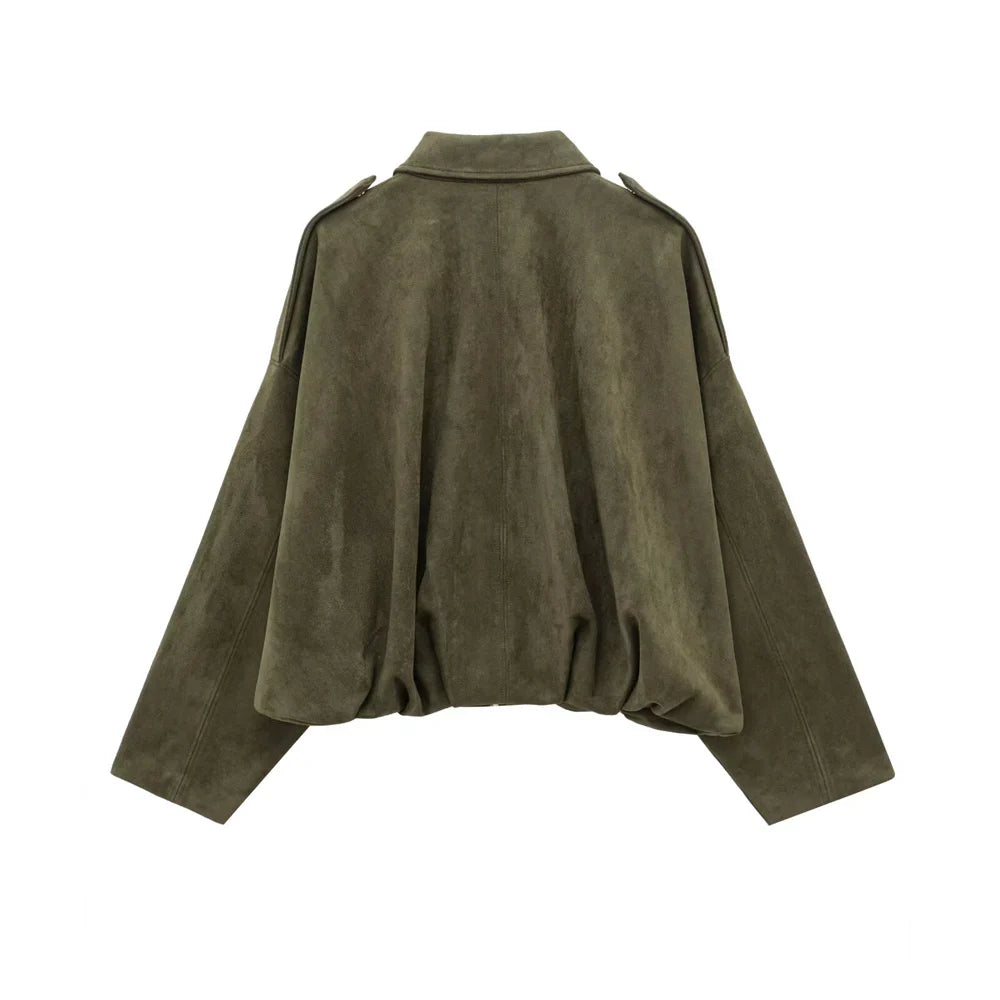 Chaqueta de ante sintético para mujer