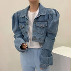 Chaqueta vaquera vintage con mangas abullonadas
