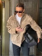 Chaqueta de ante con cremallera de lujo