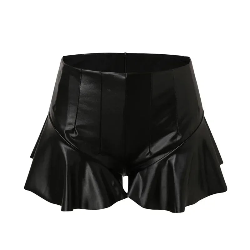Shorts Ruffle Leather