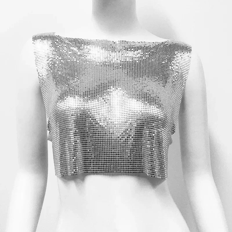 Camiseta sin mangas con pedrería