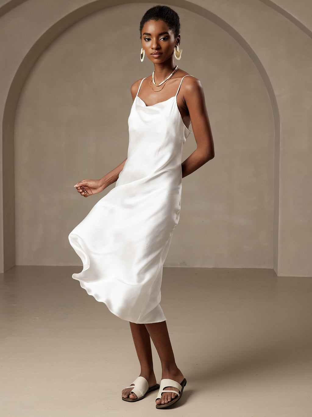 Vestidos Maxi Largos de Seda Pura con Tirantes