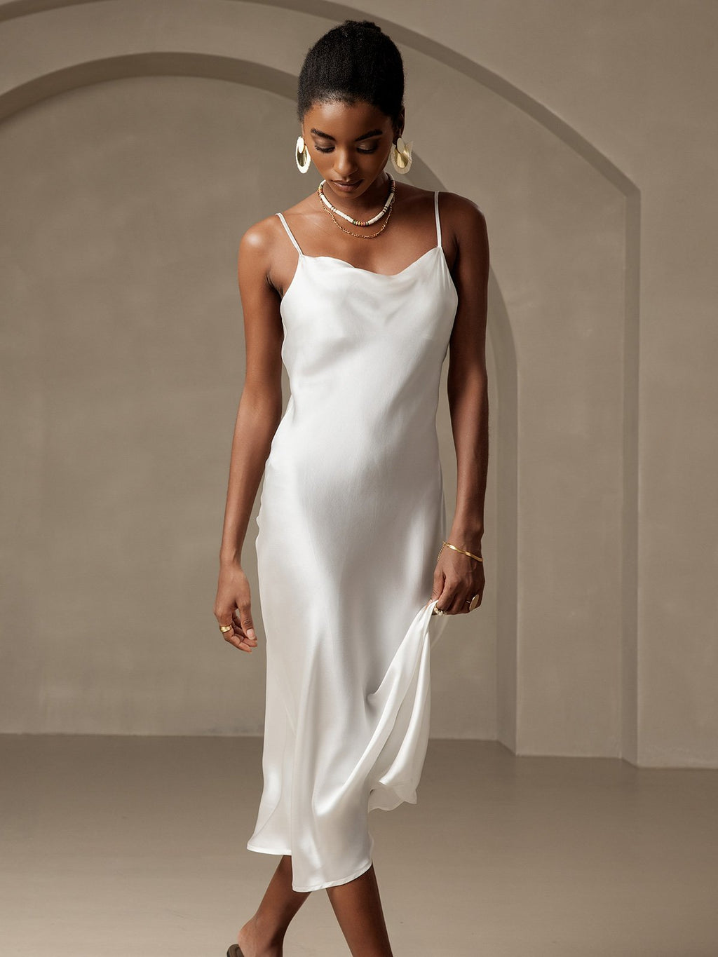 Vestidos Maxi Largos de Seda Pura con Tirantes