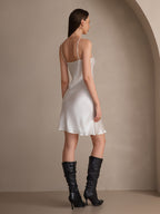 Pure Seda Corto Tirantes Finos Deslizante Vestido