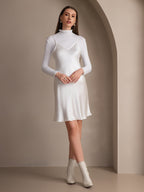 Pure Seda Corto Tirantes Finos Deslizante Vestido