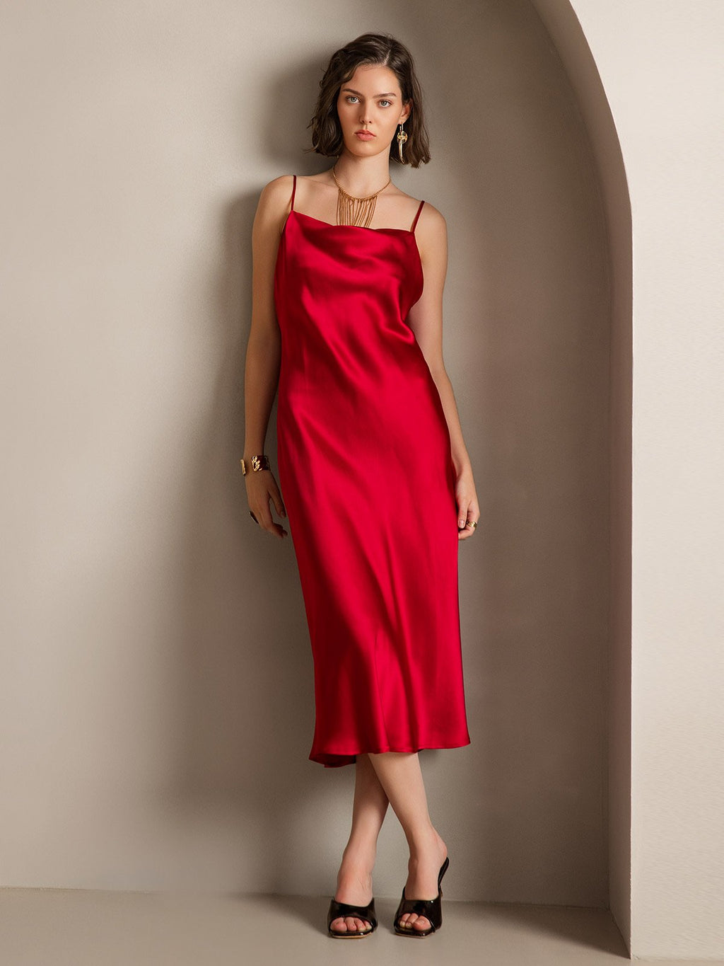 Vestidos Maxi Largos de Seda Pura con Tirantes